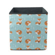 Cute Cartoon Baby Fox And Trees In Light Blue Design Storage Bin Storage Cube