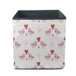 Couple Violet Birds With Leaves And Hearts Storage Bin Storage Cube