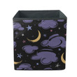 Clouds Moon And Stars Isolated On Black Background Storage Bin Storage Cube
