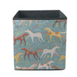 Abstract Running Horses Flat Hand Drawn Storage Bin Storage Cube