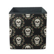 Human Skulls With Spooky Eyes In Marigold Wreaths Storage Bin Storage Cube