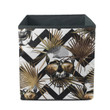 Human Skull With Glasses And Gold Tropical Leaves Storage Bin Storage Cube