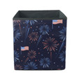 Dark Theme Fireworks Stars American Flags Pattern Storage Bin Storage Cube
