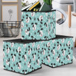 Cute Face Dog With Paw And Dot On Pastel Background Storage Bin Storage Cube