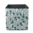 Cute Face Dog With Paw And Dot On Pastel Background Storage Bin Storage Cube