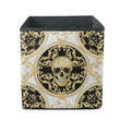 Human Skull In Gold White And Black Colors Storage Bin Storage Cube