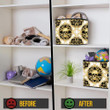 Human Skull In Gold White And Black Colors Storage Bin Storage Cube
