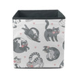 Cartoon Animal Funny Crazy Cat And Hearts Storage Bin Storage Cube