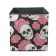 Bright Pink Peonies And Human Skulls Storage Bin Storage Cube