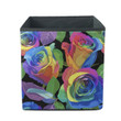 Happy Valentine's Day Pattern With Multicolored Roses On Black Background Storage Bin Storage Cube