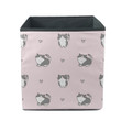 Cartoon Cat And Heart Design On Pink Background Storage Bin Storage Cube