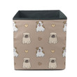 Cartoon Bulldog And Heart On Brown Background Storage Bin Storage Cube