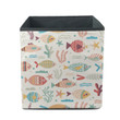 Sea Creatures World Colorful Fishes Starfish And Coral On Beige Design Storage Bin Storage Cube
