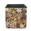 Yellow Orange And Brown Vintage Flower Hand Drawn Pattern Storage Bin Storage Cube