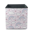 Doodle Style Rainbow Cloud And Heart Symbols On Pink Background Storage Bin Storage Cube