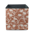 Retro Silhouette Meadow Flowers In Vintage Brown Pattern Storage Bin Storage Cube