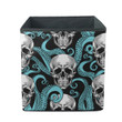 Sinister Human Skull And Blue Octopus Storage Bin Storage Cube