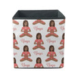 Women In Sports Suit Sitting In Yoga Pose Pattern Storage Bin Storage Cube