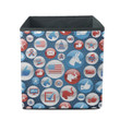 USA Elections Glossy Buttons Icon Pattern On Blue Background Storage Bin Storage Cube