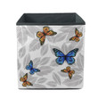 Graphic Grey Leaves Monochrome With Butterflies Storage Bin Storage Cube