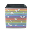 Aesthetic Silhouettes Of Butterflies And Flowers On Background Of Rainbow Storage Bin Storage Cube