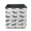 Dachshund Dog In Star Green Clothes Storage Bin Storage Cube