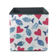 Lovers Of Blue Sea Fishes Red Hearts Doodle Pattern Storage Bin Storage Cube