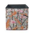Flamingo Flowers Mixed With Detailed Palm Leaves Texture Storage Bin Storage Cube