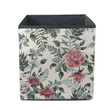 Beautiful Red Roses Branch On Beige Cream Background Design Storage Bin Storage Cube
