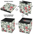 Beautiful Red Roses Branch On Beige Cream Background Design Storage Bin Storage Cube