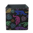 Neon Cute Leopards And Monstera Leaves Storage Bin Storage Cube