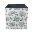 Cute Grey Cats Sleep Animal Word Storage Bin Storage Cube