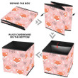 Hand Drawn Lovely Fox Face Leaves Branches Pattern Pink Theme Storage Bin Storage Cube