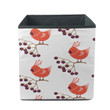 Little Cartoon Red Cardinal Bird Branch Berries Storage Bin Storage Cube