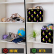Yellow Human Skull With Butterfly On Black Background Storage Bin Storage Cube