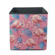 Pink Flamingo With Blue Aralia And Areca Leaves Storage Bin Storage Cube