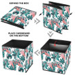 White Theme Drawing Green And Pink Tropical Leaves Hippie Pattern Storage Bin Storage Cube