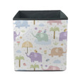 Happy Funny Elephant With Bird Umbrella And Plant Storage Bin Storage Cube