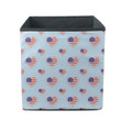 America Flags Stickers Love Hearts Symbols On Blue Background Storage Bin Storage Cube