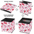 Cute Leopard With Pink Leaves On White Storage Bin Storage Cube