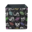 Human Skulls In Inversion And Colored Palm Leaves Storage Bin Storage Cube