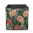 Summer Tropical Pattern Background With Blooming Cactus Succulents Storage Bin Storage Cube