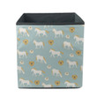 White Horses And Flowers On Blue Background Storage Bin Storage Cube