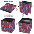 Modern Cartoon Leopard Elements On Purple Background Storage Bin Storage Cube