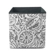 Floral And Vegetable Line Art Illustration With Pumpkins And Sunflowers Storage Bin Storage Cube