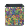 Background In The Style Of 60s Hippie Cannabis Leaves Girl Doodle Pattern Storage Bin Storage Cube