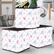 Cute Baby Pink And Blue Bird Owl With Flowers Storage Bin Storage Cube