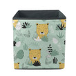 Cute Leopard Of Wildlife On Green Storage Bin Storage Cube