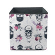 Monochrome Human Skulls With Colored Wild Roses Storage Bin Storage Cube