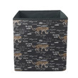 Leopard And White Word On Black Background Storage Bin Storage Cube